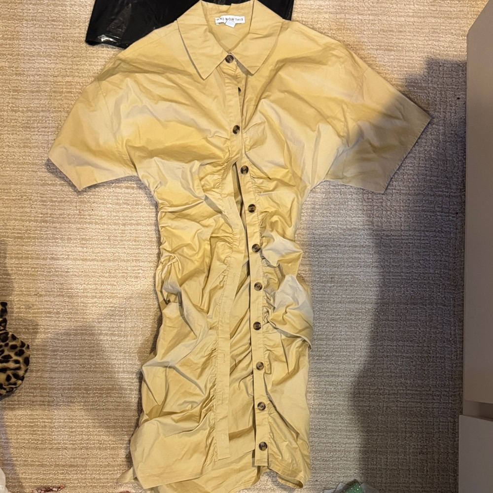 Yellow Button-Up Mini Dress